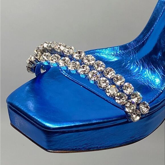 Alexandre Birman Lenny Metallic Leather Platform Sandals size 37 - Picture 8 of 12